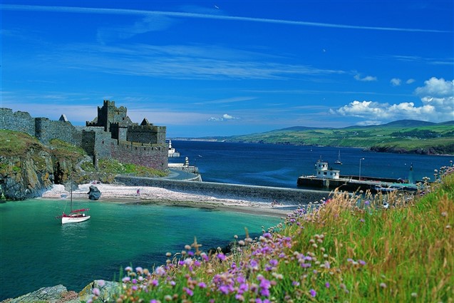 A view of Peel Castle over the Habour