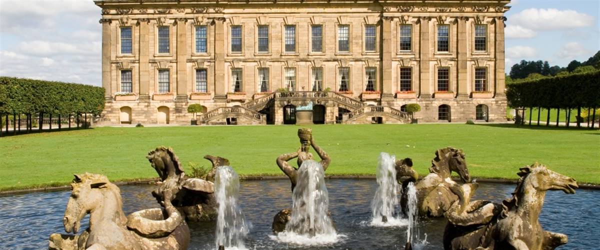 Chatsworth House with Water Fountain infront